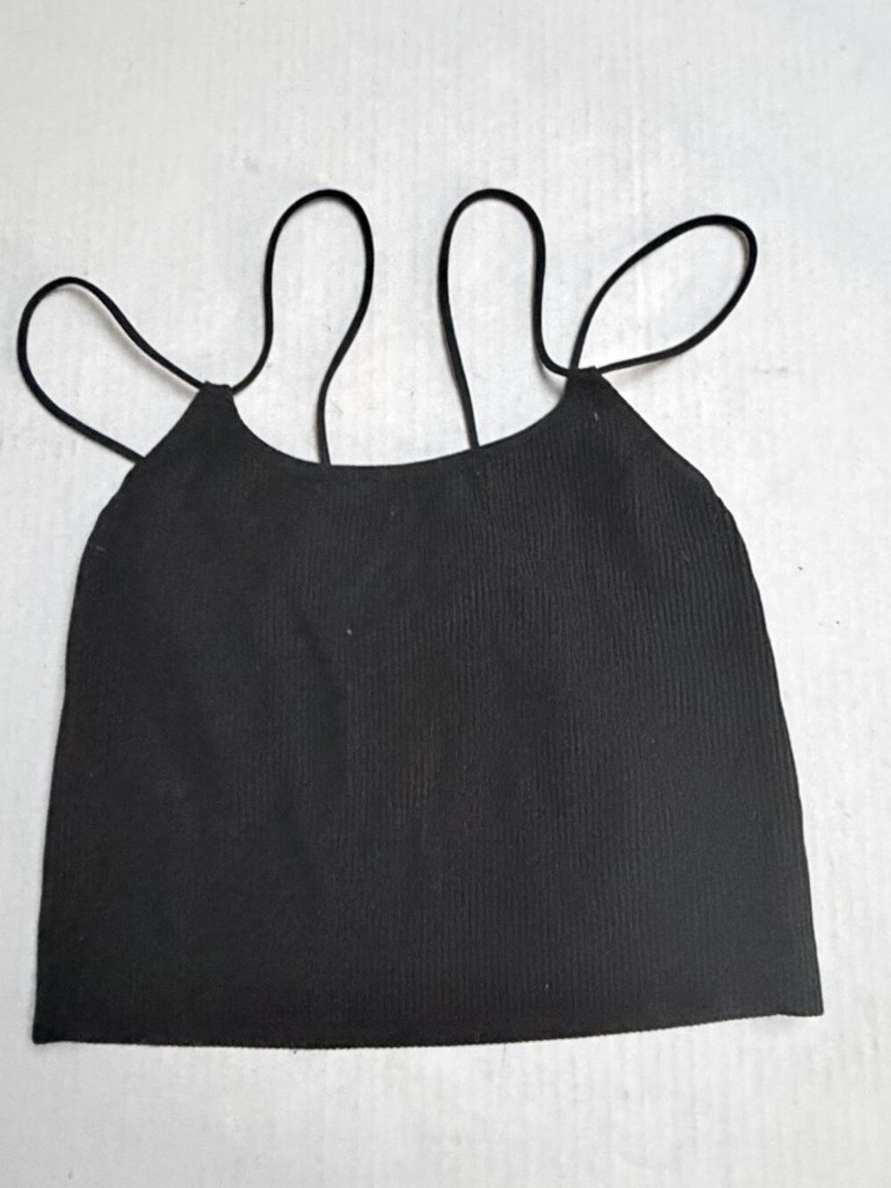 Colsie Knit Black Ribbed Crop Cami Tank Top Women’s Small Goth Y2K Fairy Whimsy
